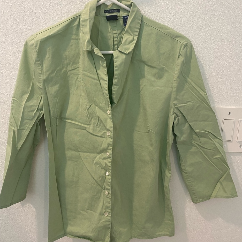 Gap Stretch Career Wear Button Down Blouse Top Woman’s Size XL Blue